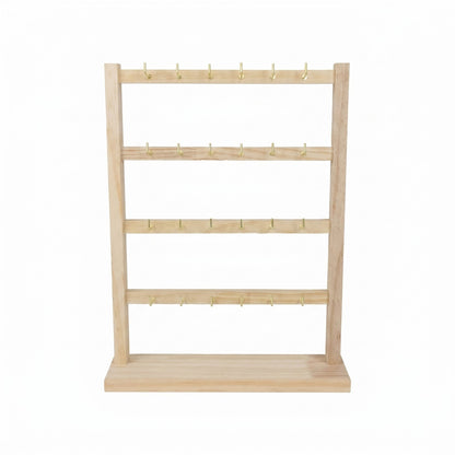 11 3/4" x 14 3/4" 5-Tier Wood Jewelry Display Stand with 24 Hooks