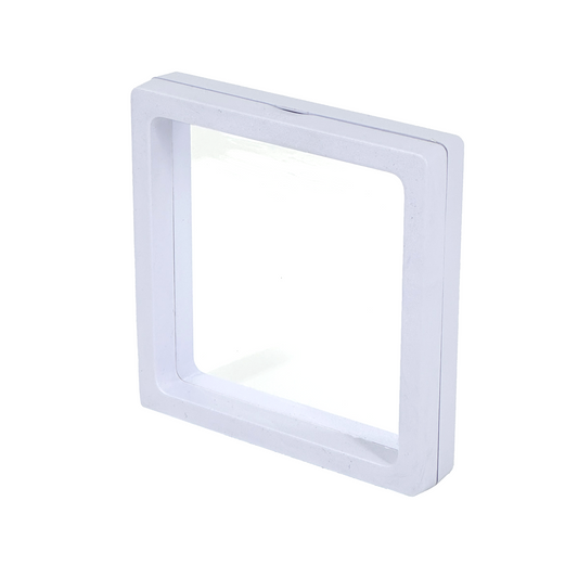 3.5" x 3.5" White Floating Frame Jewelry Display Case