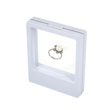 3.5" x 4" White Floating Frame Jewelry Display Case