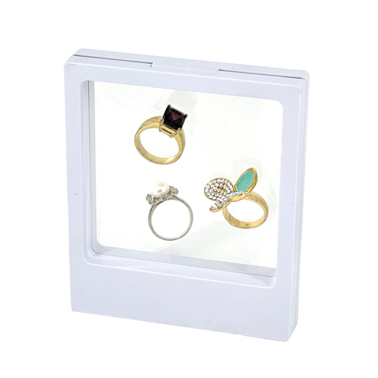 4" x 5" White Floating Frame Jewelry Display Case