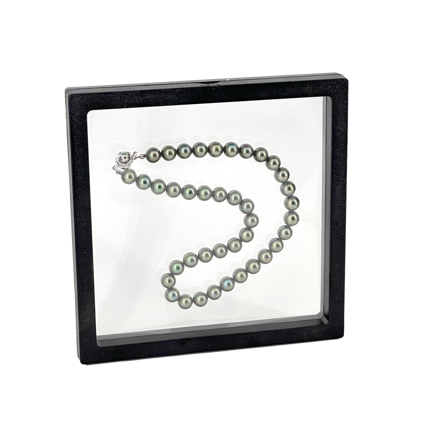 7" x 7" Black Floating Frame Jewelry Display Case