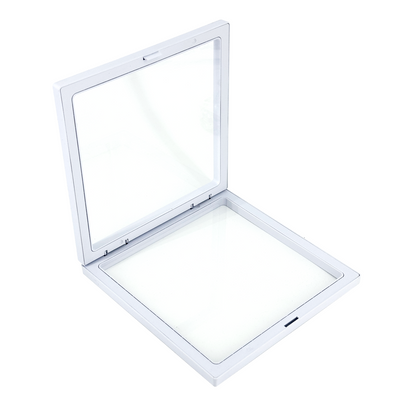 7" x 7" White Floating Frame Jewelry Display Case