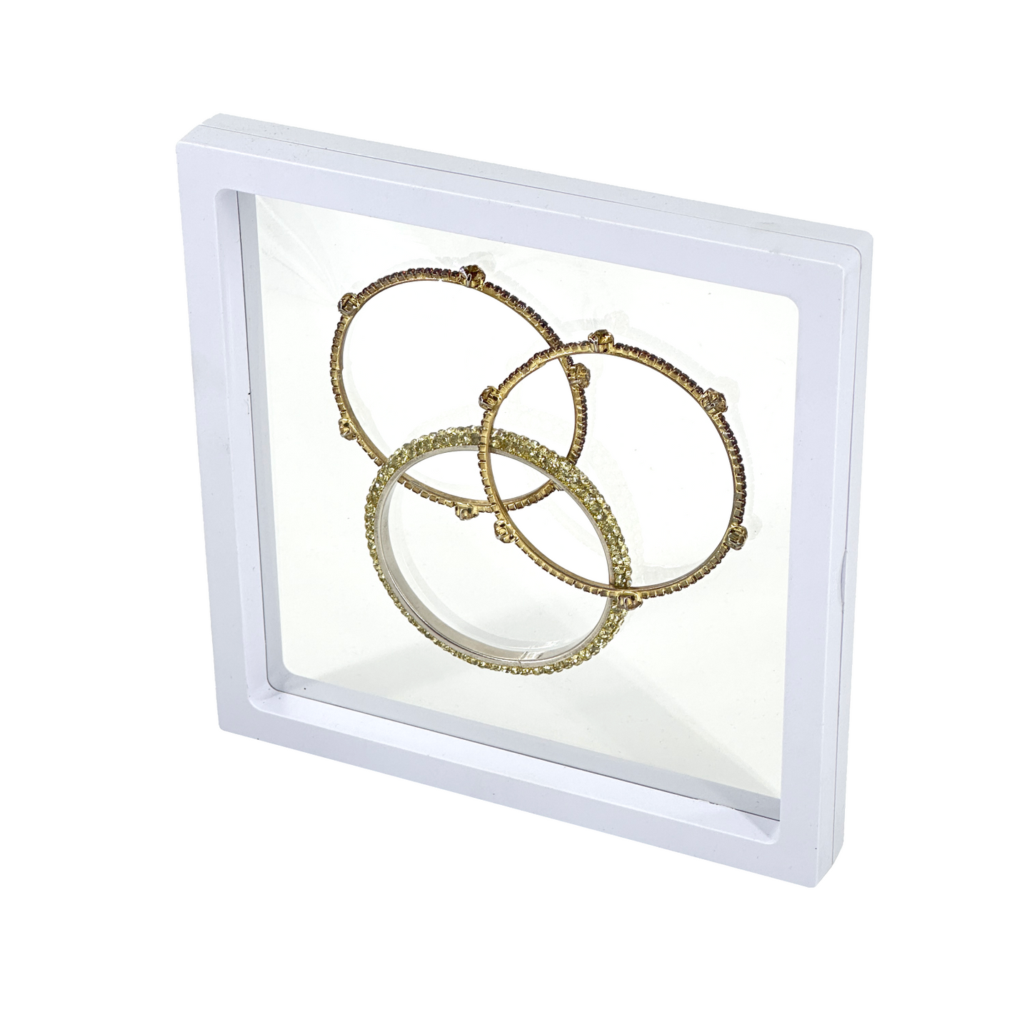 7" x 7" White Floating Frame Jewelry Display Case