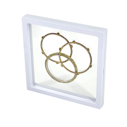 7" x 7" White Floating Frame Jewelry Display Case