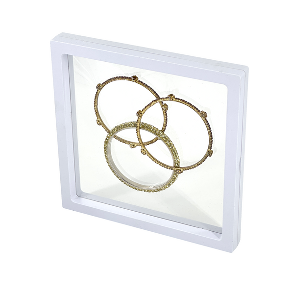 7 x 7 White Floating Frame Jewelry Display Case JPI Display