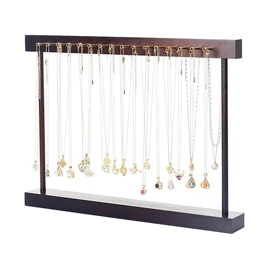 Two-Sided Wood Necklace Display Stand with 32 Pegs
