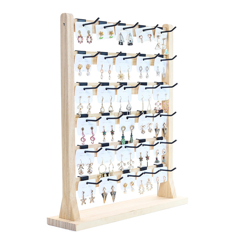 6 Tier Wood Earring Self-Standing Display with 30 Hooks
