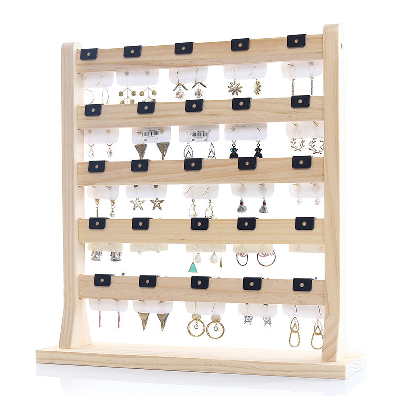 6 Tier Wood Earring Self-Standing Display with 30 Hooks