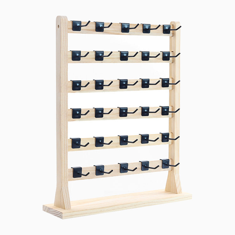 6 Tier Wood Earring Self-Standing Display with 30 Hooks