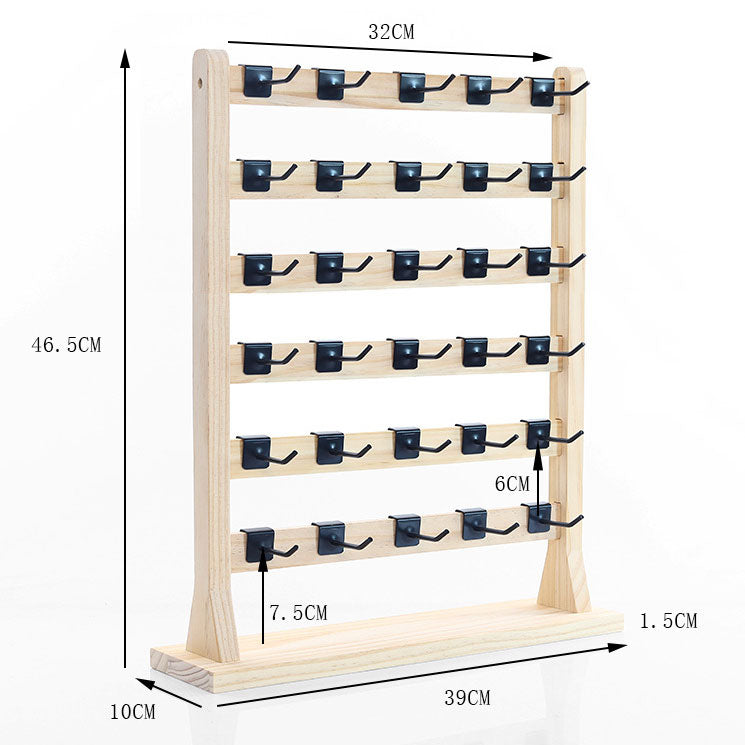 6 Tier Wood Earring Self-Standing Display with 30 Hooks