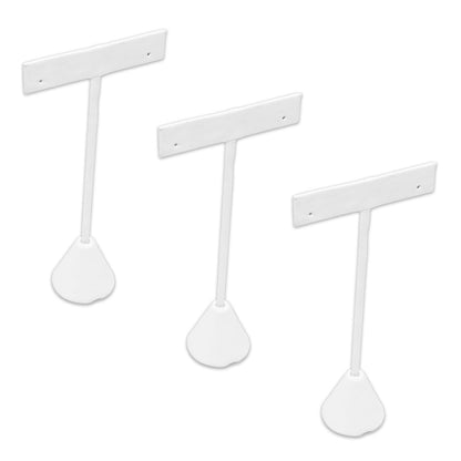 4 3/4" White Leatherette Single Earring T-Stand (3-Pack)