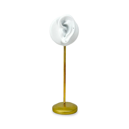 8 1/4" White and Gold Ear Shaped Earring Display Stand