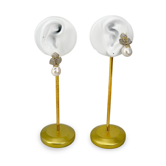 8 1/4" White and Gold Ear Shaped Earring Display Stand