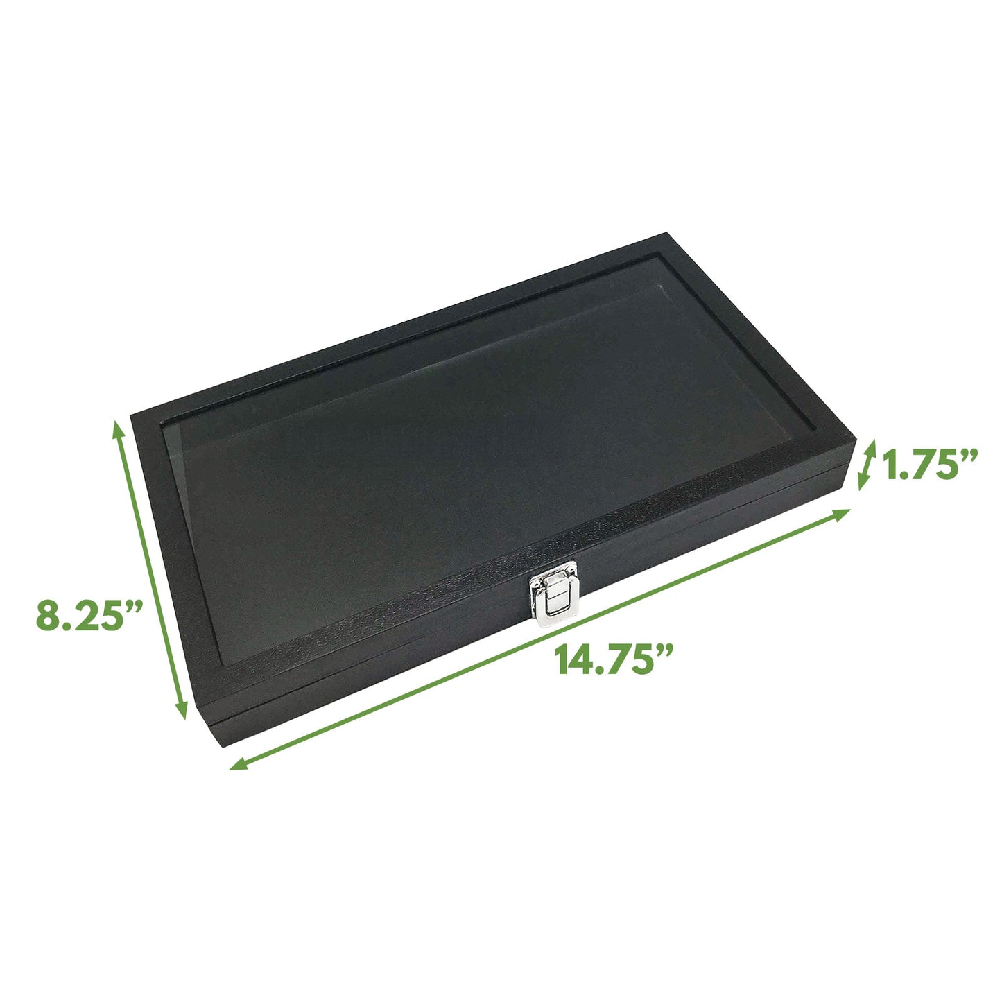 14 3/4" x 8 1/4" Wooden Black Display Case with Glass Top