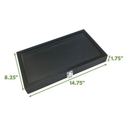 14 3/4" x 8 1/4" Wooden Black Display Case with Glass Top