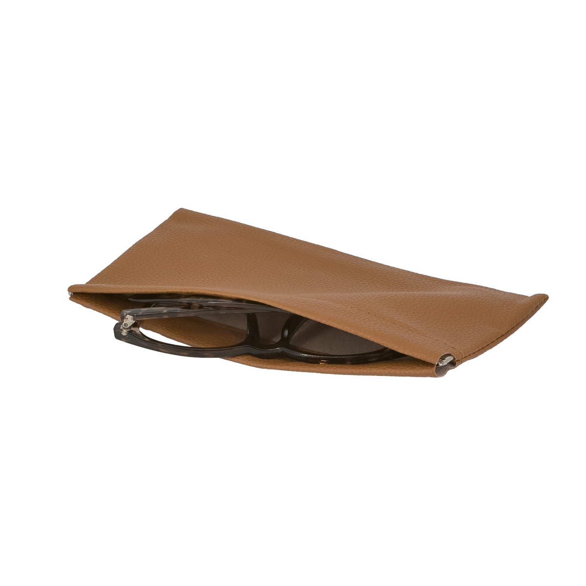 Brown Leatherette Rectangular Glasses Pouch