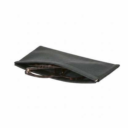 Black Rectangular Leatherette Glasses Pouch with Microfiber Interior