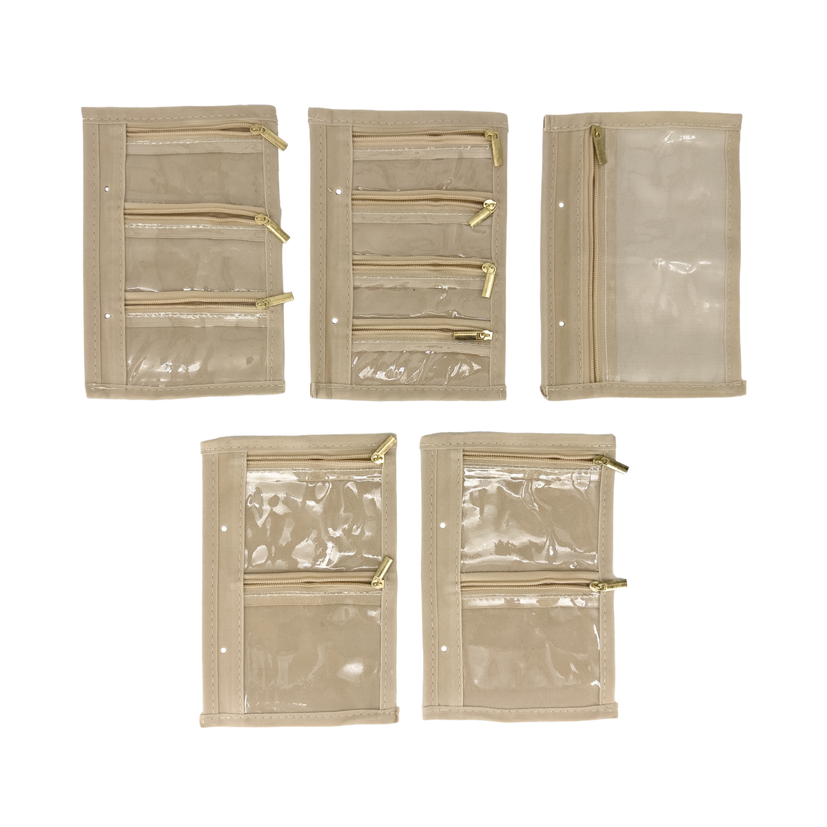 5-Piece Canvas Zipper Pouch With Clear Window