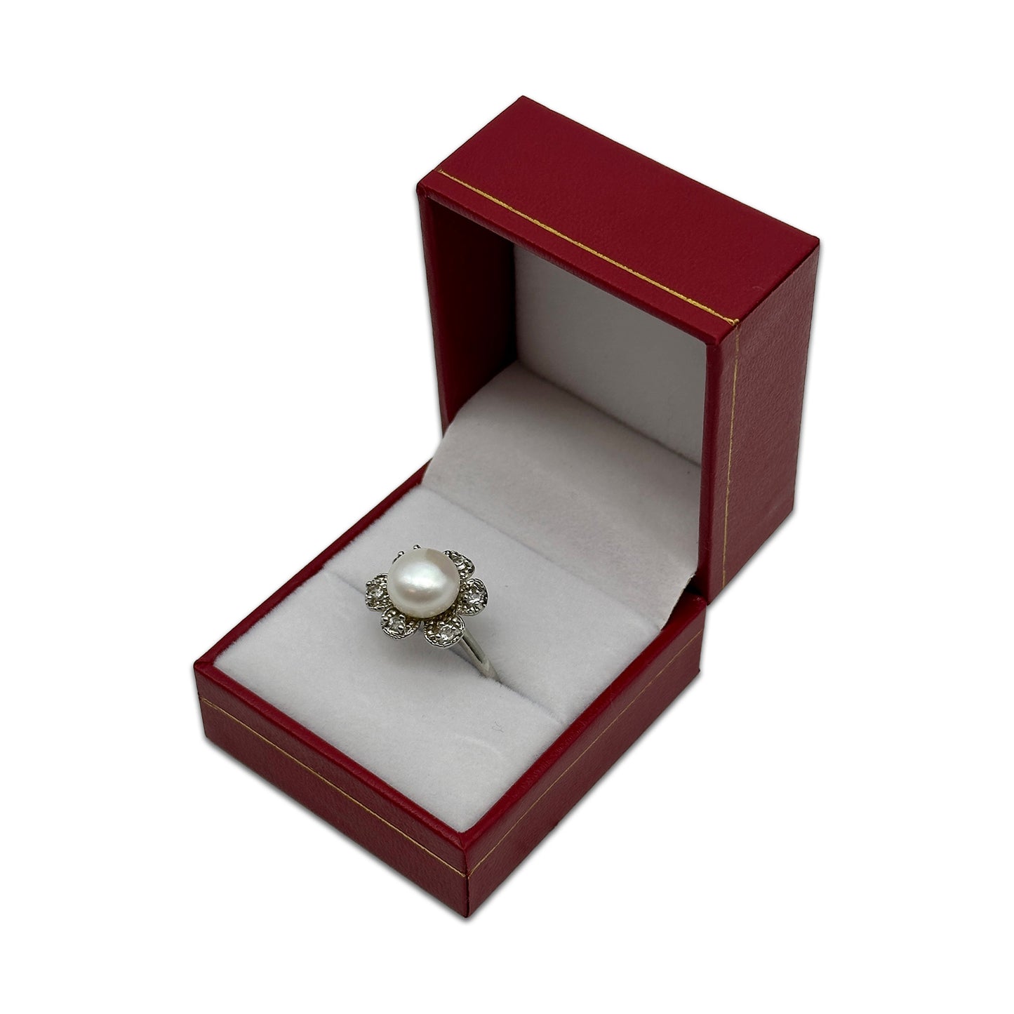 Single Door Deluxe Red Leather Ring Box