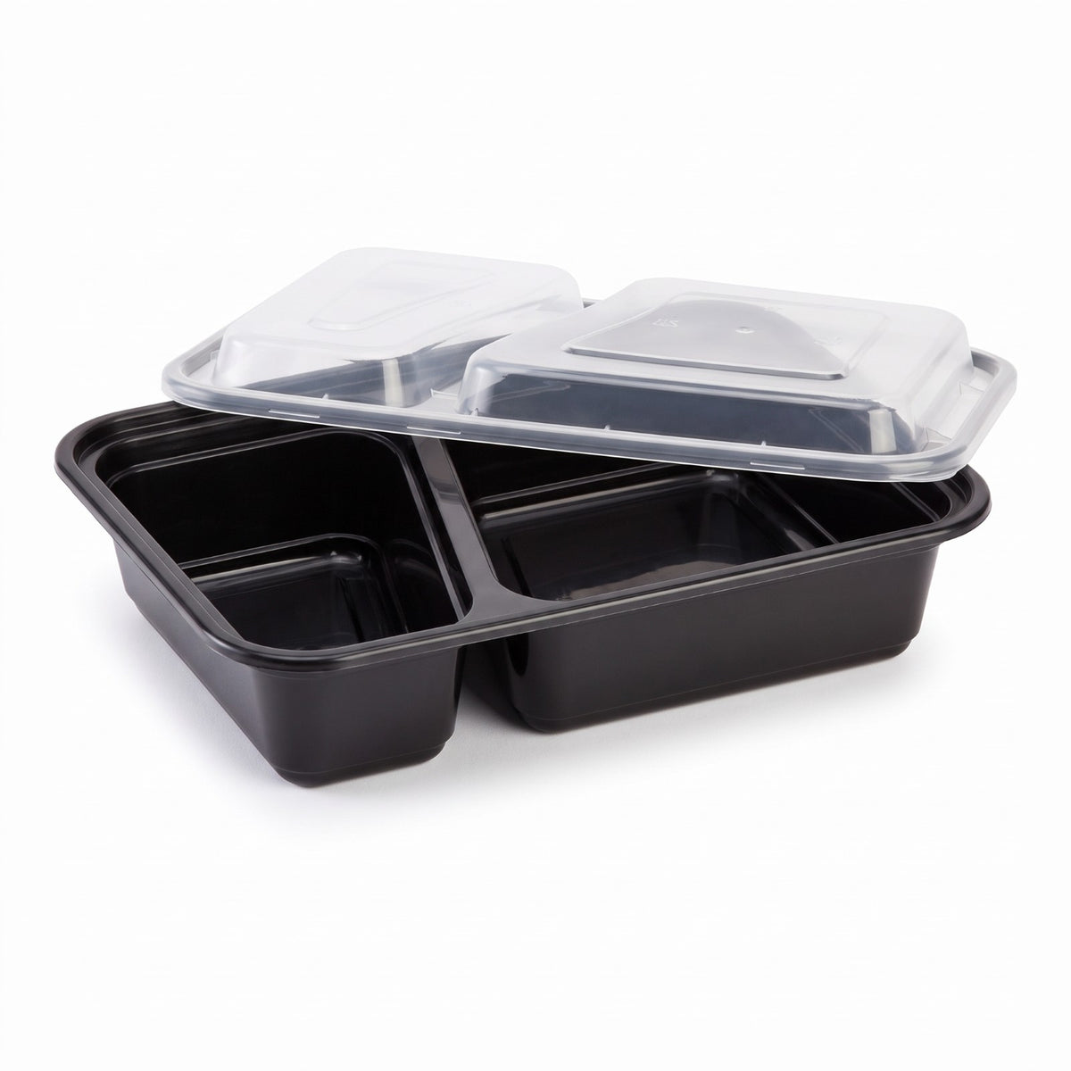 30 oz Double Compartment Plastic Disposable Food Containers (50 Pack)