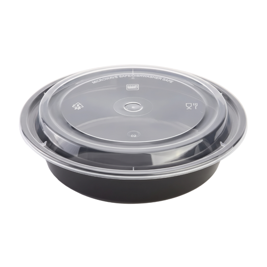 22 oz Round Plastic Disposable Food Containers (50 Pack)