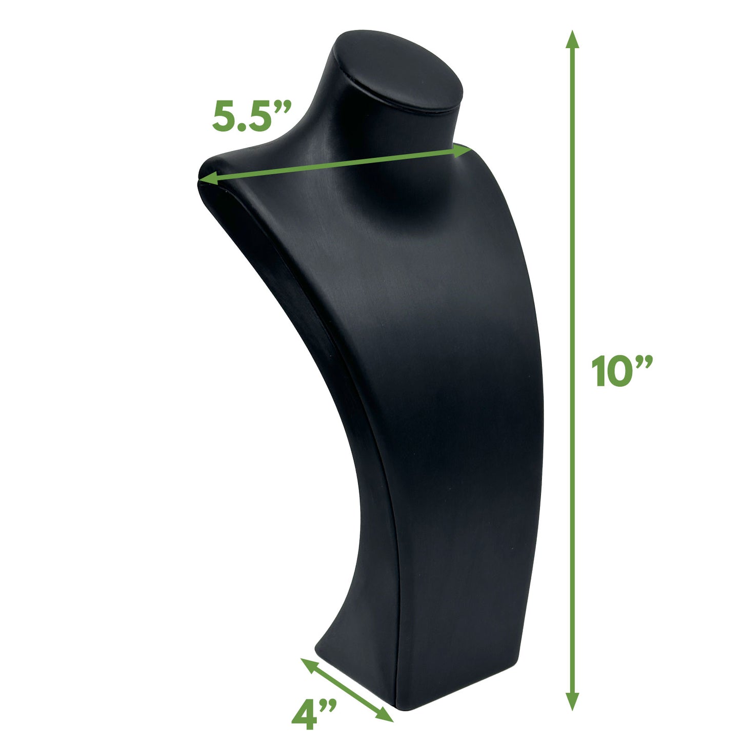 10" Black Polypropylene Ultra-Durable Necklace Bust Display