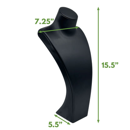 15 1/2" Black Polypropylene Ultra-Durable Necklace Bust Display