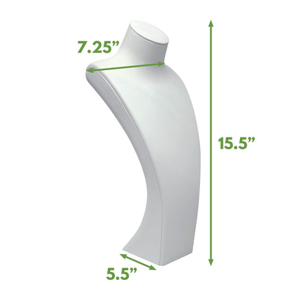 15 1/2" White Polypropylene Ultra-Durable Necklace Bust Display