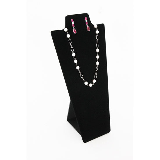 11 1/2" Black Velvet Necklace and Earring  Easel Neckform
