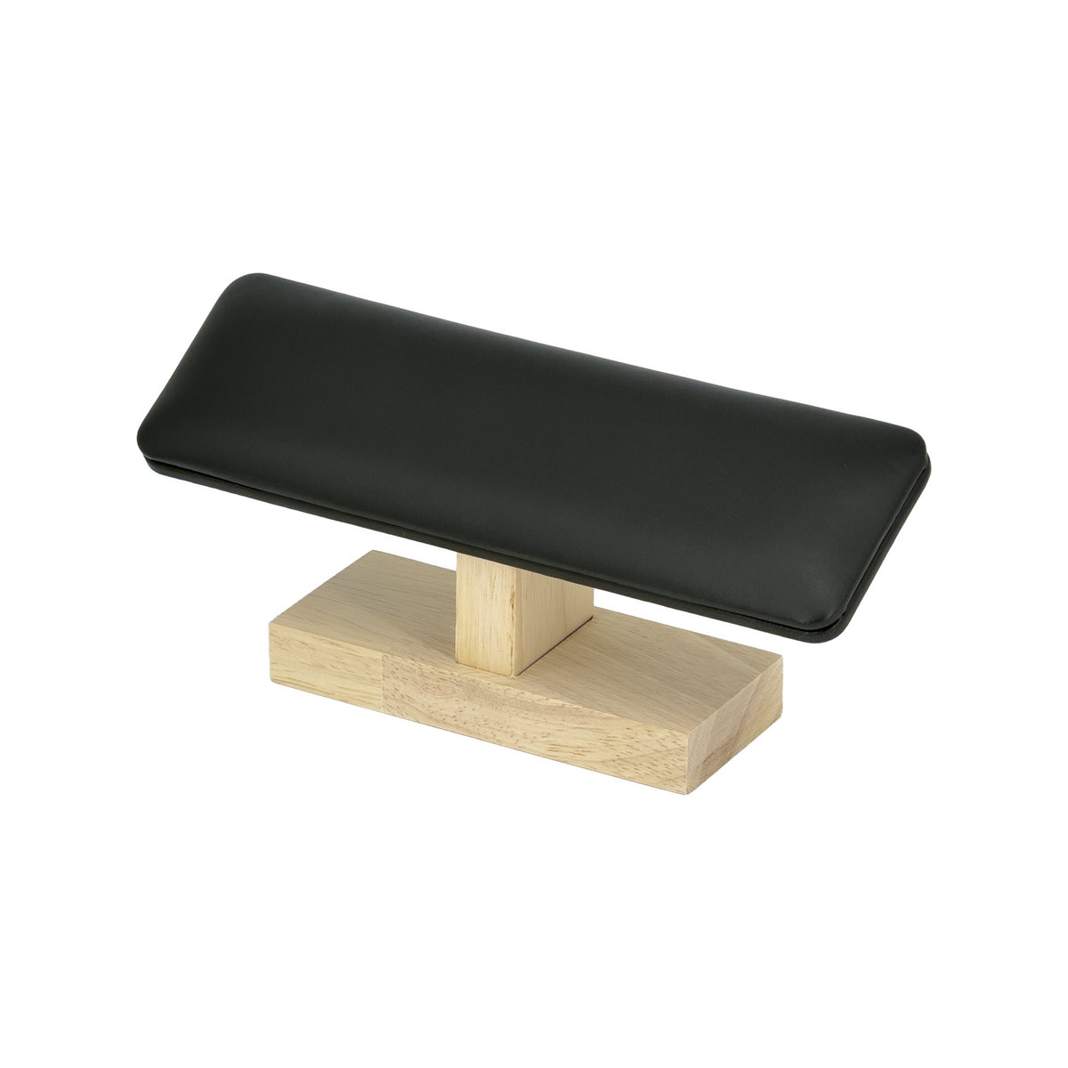 Black Leatherette and Wood Single Row Flat T-Bar Jewelry display