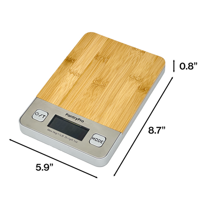 PantryPro 11 lb Capacity Bamboo Platform Digital Kitchen Scale