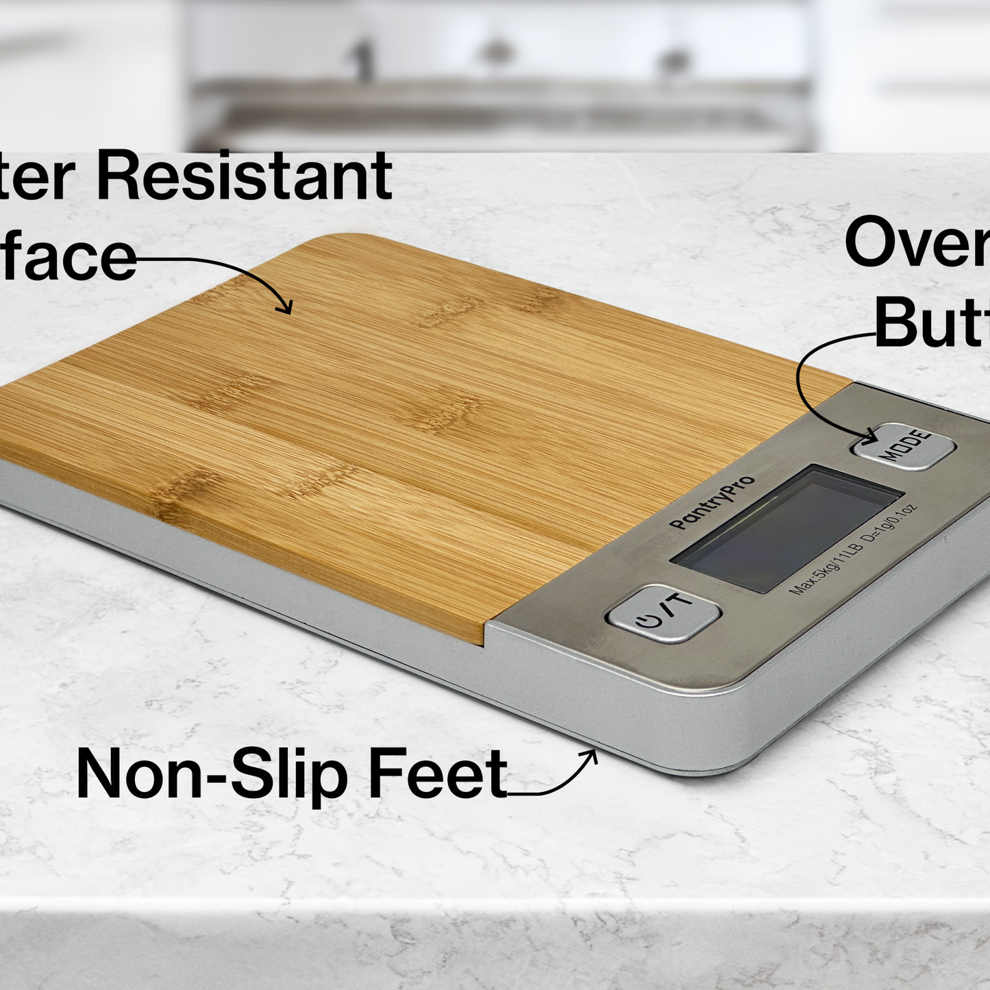 PantryPro 11 lb Capacity Bamboo Platform Digital Kitchen Scale