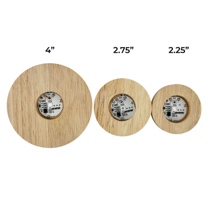 2 3/4" Round Wood Base RGB Color LED Light with Switch (2-Pack)