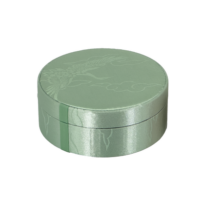 4.75" Round Sage Green Satin Bangle and Bracelet Jewelry Box