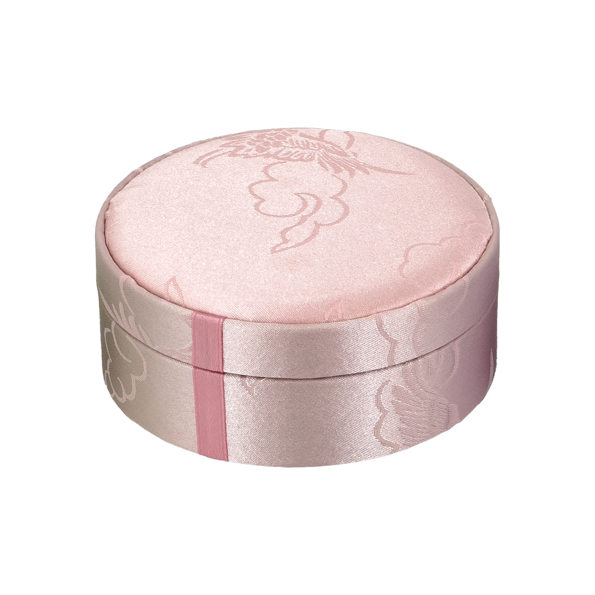 4.75" Round Pink Satin Bangle and Bracelet Jewelry Box