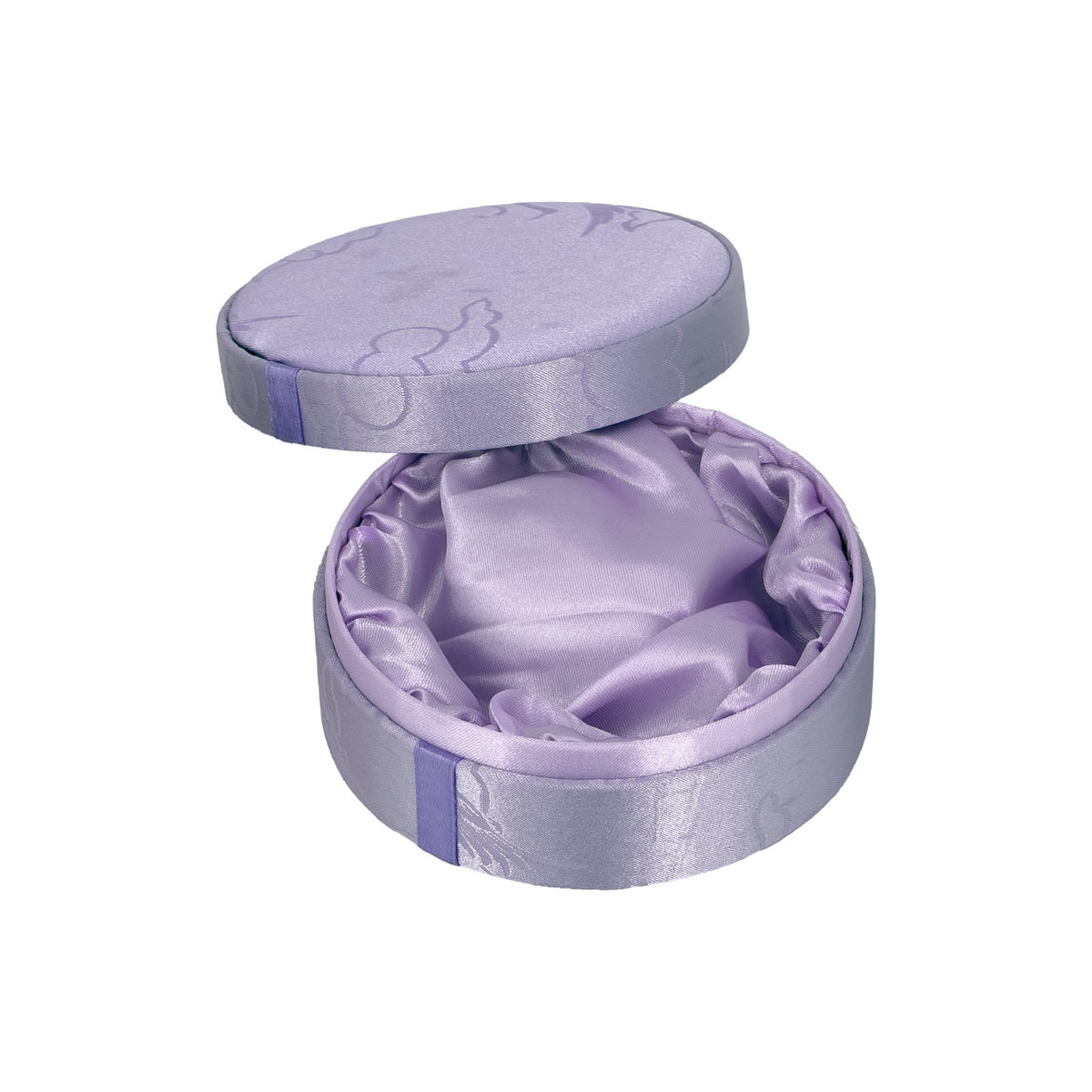 4.75" Round Lavender Satin Bangle and Bracelet Jewelry Box