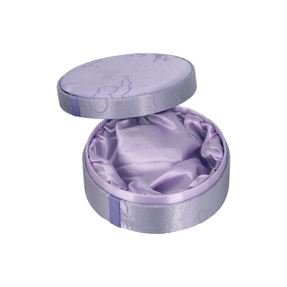 4.75" Round Lavender Satin Bangle and Bracelet Jewelry Box