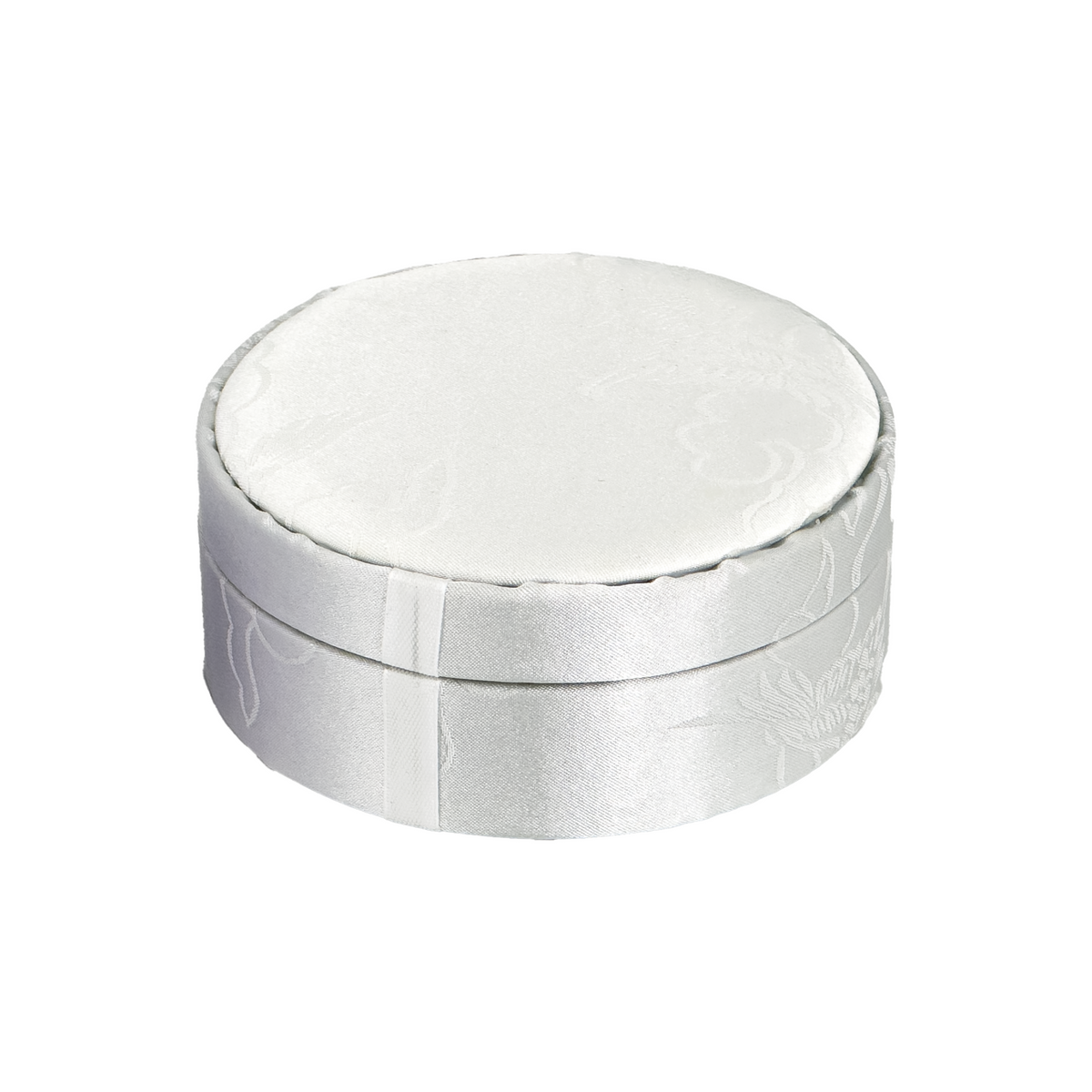 4.75" Round White Satin Bangle and Bracelet Jewelry Box