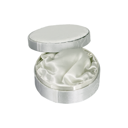 4.75" Round White Satin Bangle and Bracelet Jewelry Box