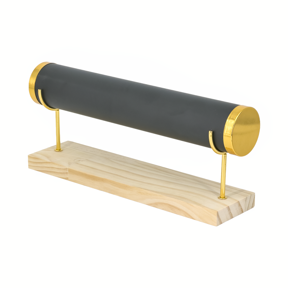 Bracelet Black Leatherette Bar Stand with Gold Metal Accents