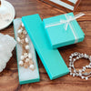3 1/2" x 3 1/2" x 1" Teal Cotton Filled Paper Box