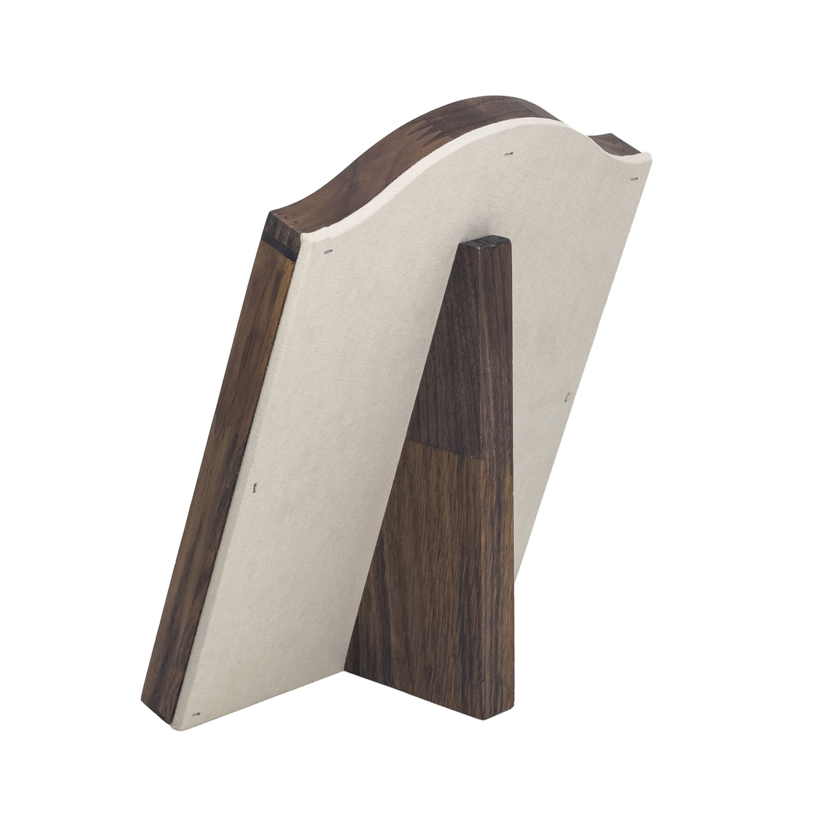 Ring and Earring Easel Display with Walnut Wood and Beige Velvet