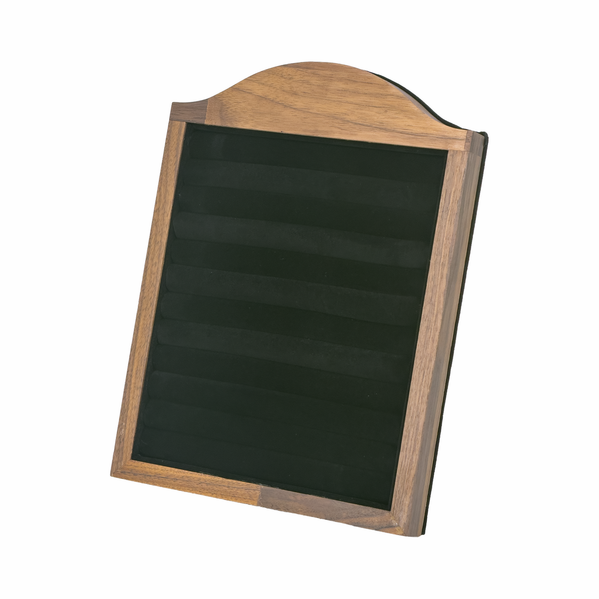Ring and Earring Easel Display with Walnut Wood and Black Velvet