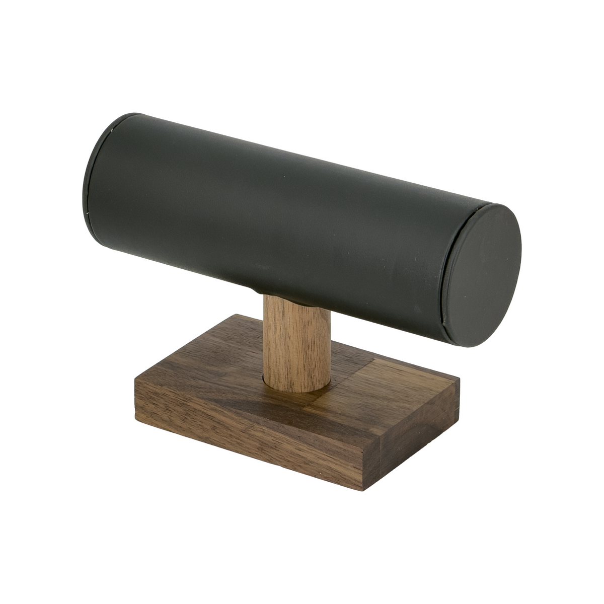 6" x 4" Black Leatherette T-Bar with Walnut Wood