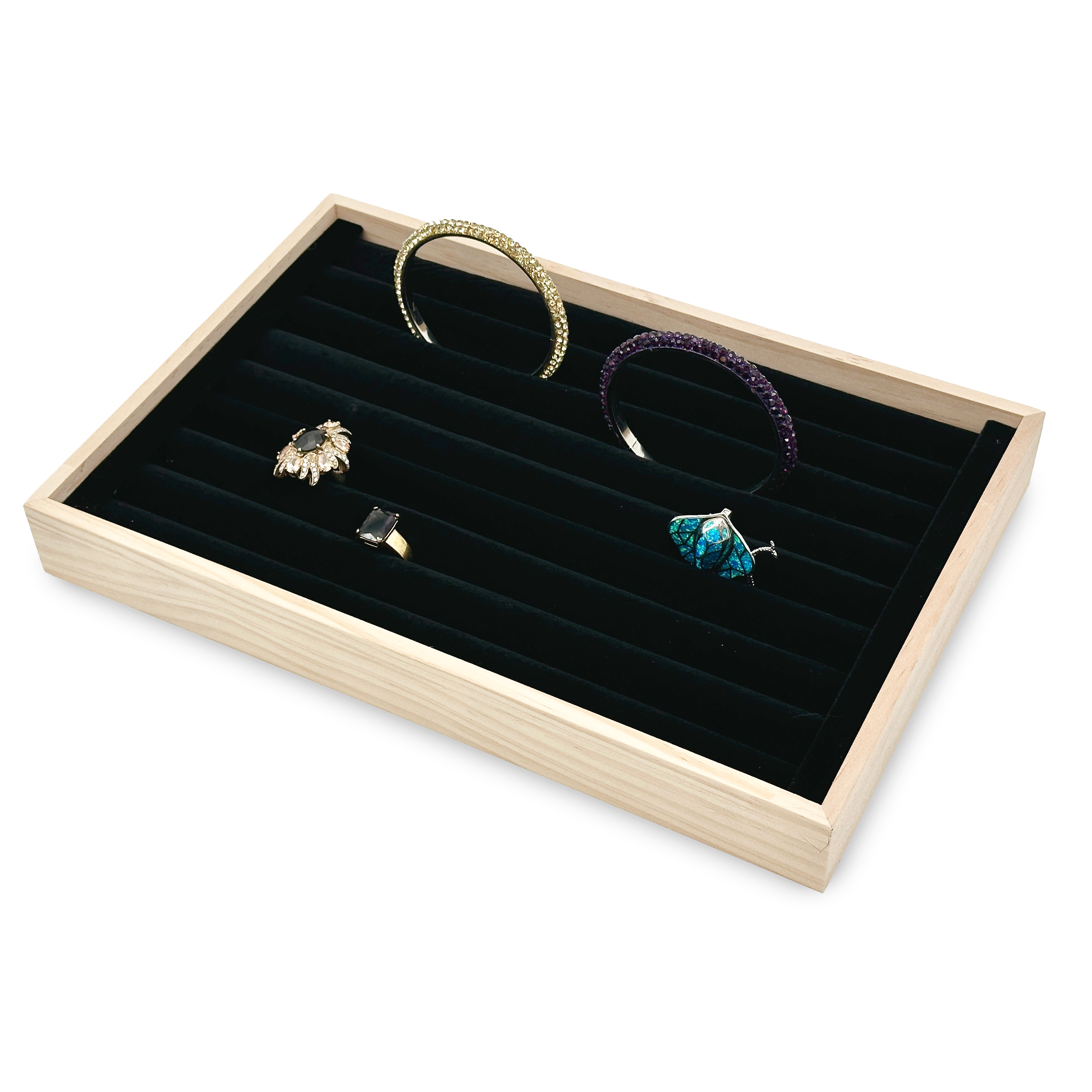 5 Pack Black Velvet Ring Insert Display Jewelry Storage Box, 100