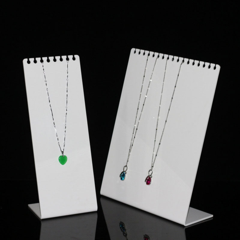 10" x 3 7/8" White Acrylic Necklace Display Stand with 8 Notches