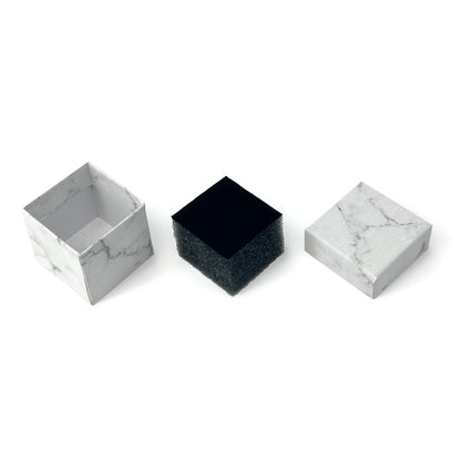 2 1/8" x 1 5/8" White Marble Paper Earring Box with Black Foam Insert