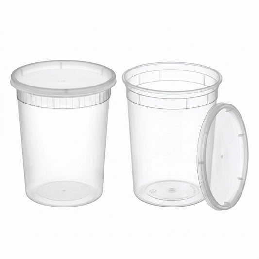 32 oz Deli Food Storage Container Cups with Lids (30 Pack)