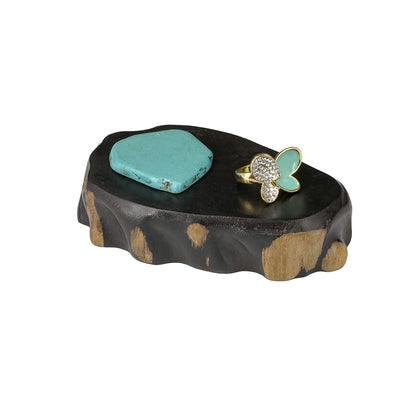 Approx. 5" x 3" Blackened Acacia Wood Jewelry Display Pedestal