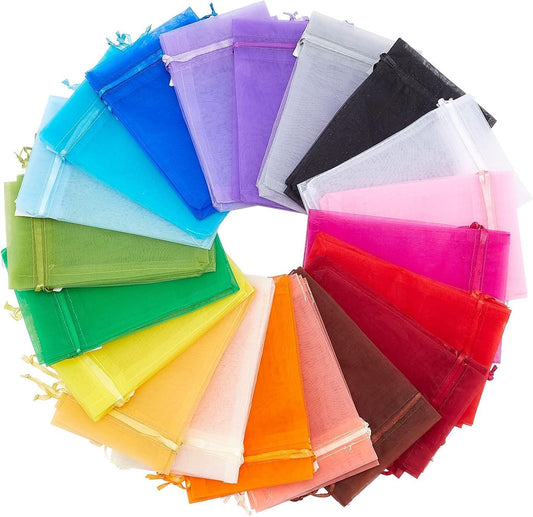 2" x 3" Assorted Color Organza Drawstring Pouches